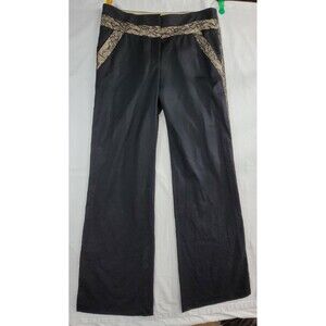 Diane Von Furstenberg Malcolm Pants Women 6 Black Silk Wool Lace Wide Leg NWOT